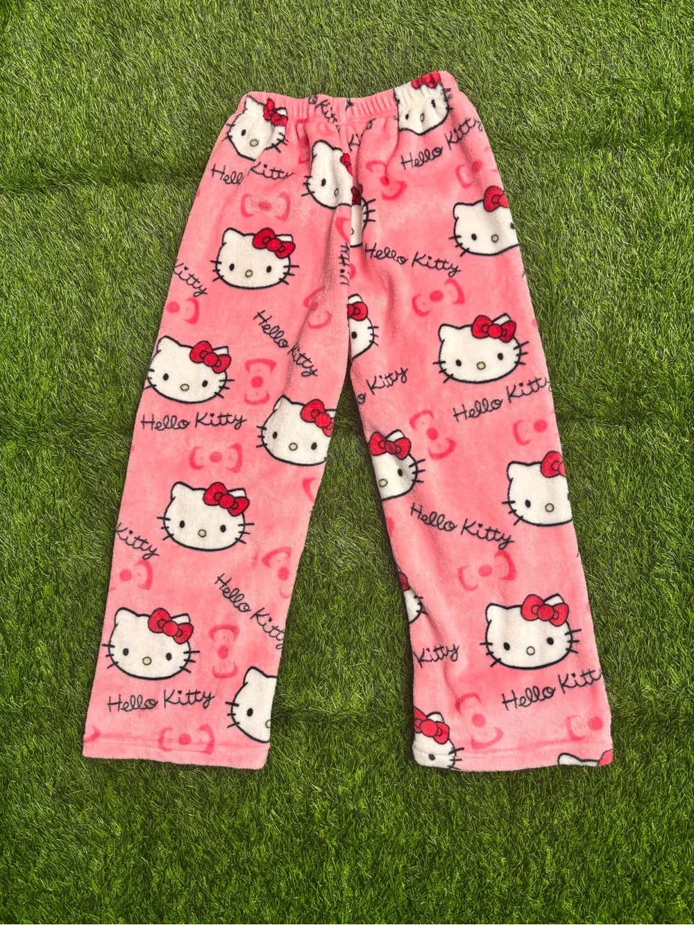 Hello Kitty Pink Fleece Girls Pajama Bottoms with Bow Print
